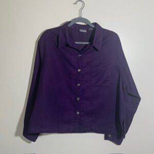 Chico's Vibrant Purple Button Down Coastal Grandma Classic Shirt - Size 3